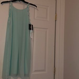 NWT I.N. San Francisco Scallop Edge Cut Sea Green Dress
